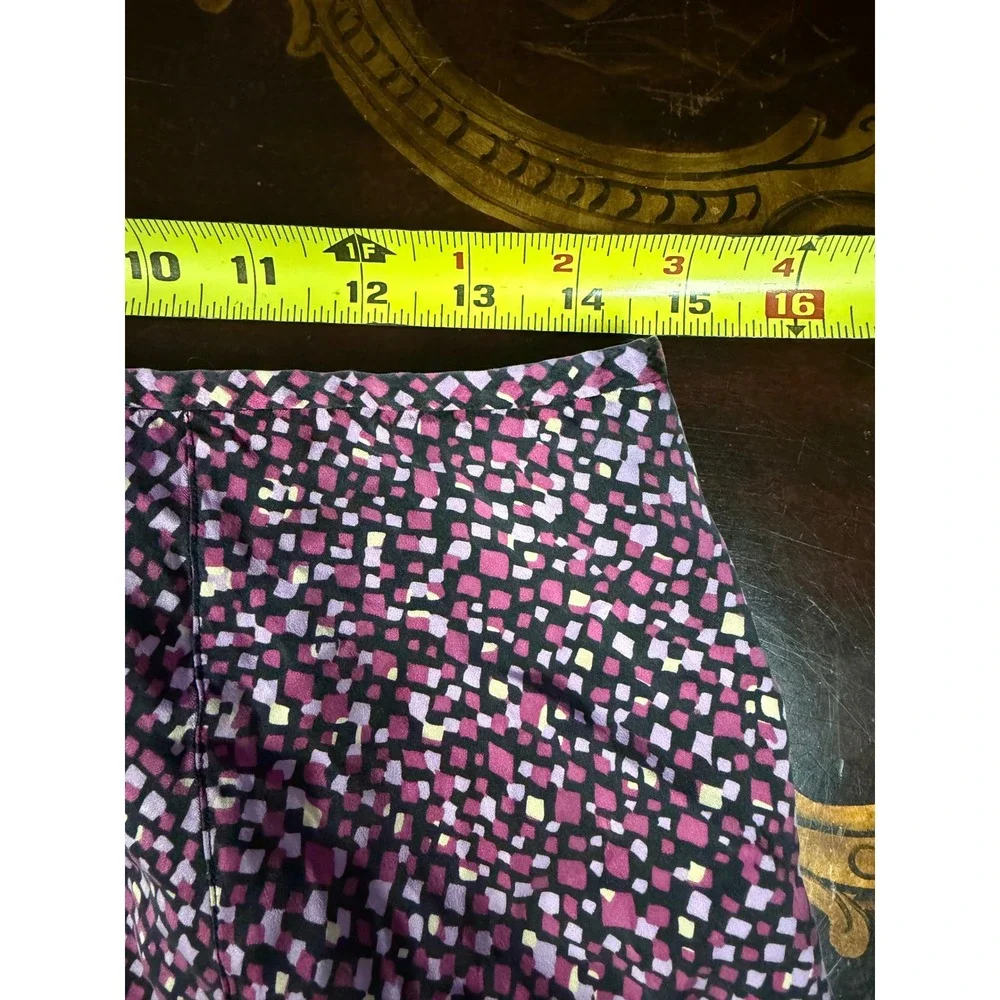 Vtg Liz Claiborne 100% Silk Purple Mosaic Flounce Hem Skirt Y2K Whimsigoth 8